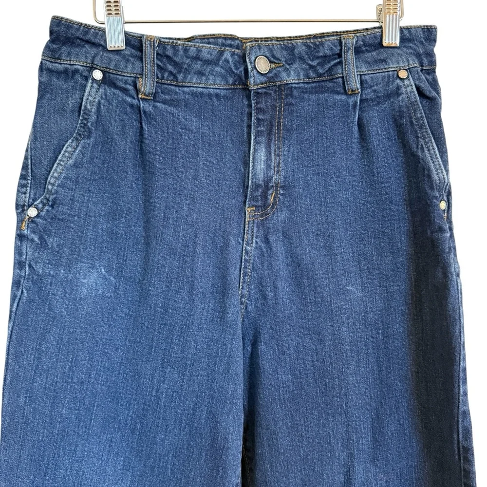 OAT New York Cropped Wide Leg Jeans – High Rise – Med Wash Women’s Size 12/31 - Picture 2 of 13